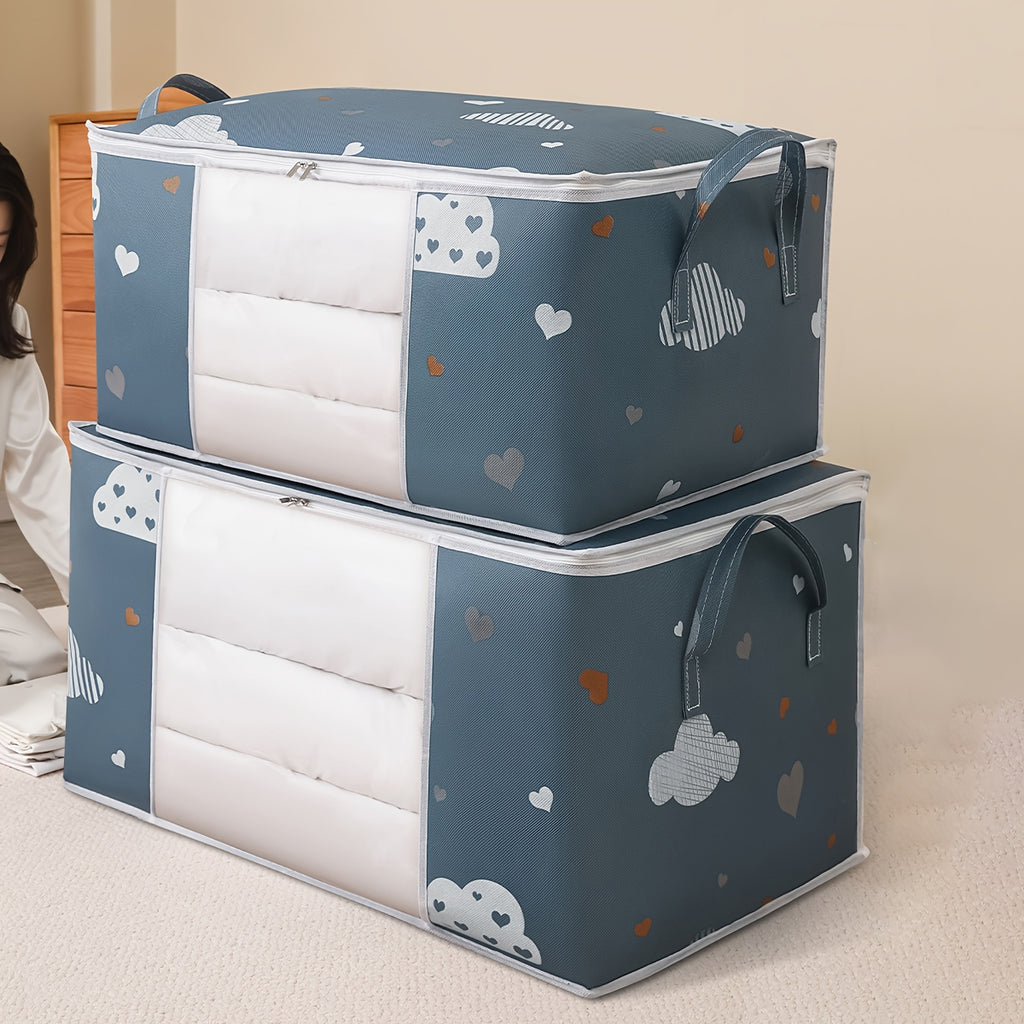 LarCapacity Clothes StoraBag Organizer With Reinforced Handle, Suitable For Blankets, Bedding, Foldable With Sturdy Zipper, Clear Window Christmas, Halloween, Thanksgiving Gift