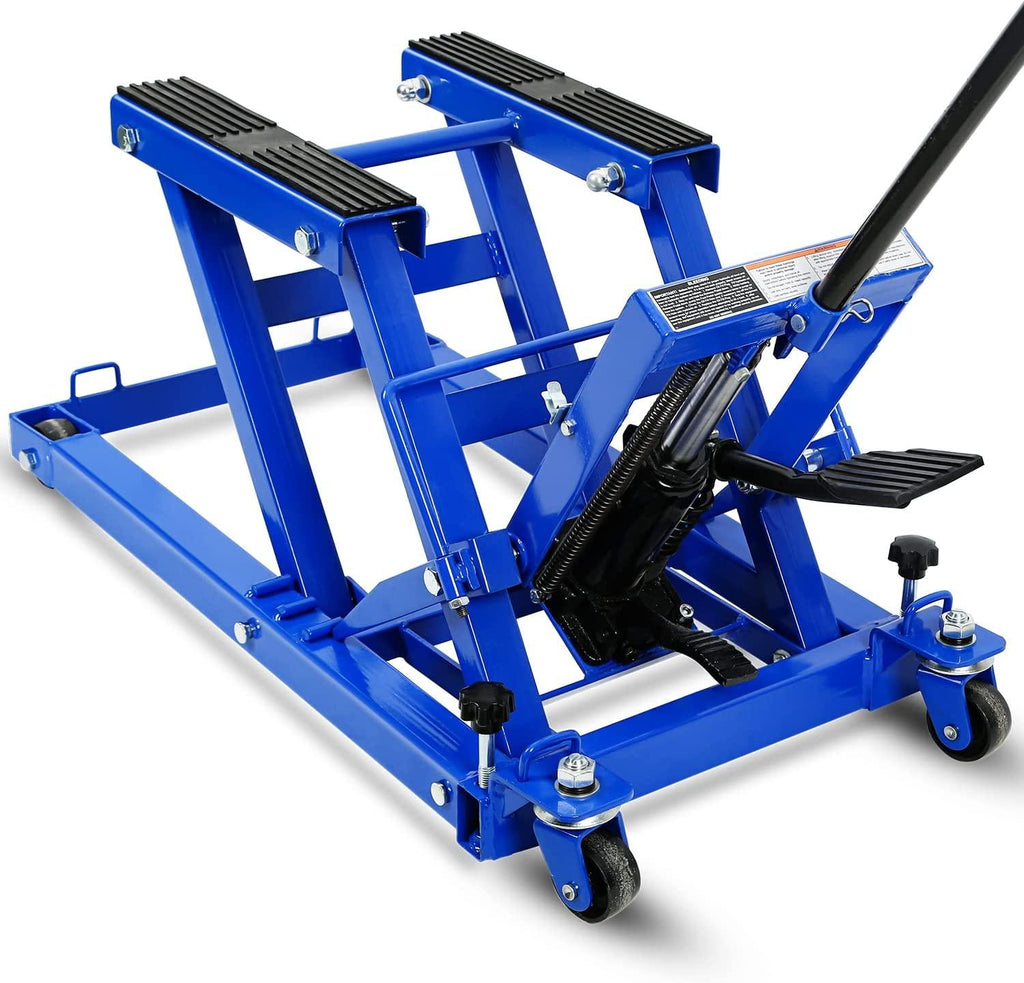 Motorcycle Lift, Heavy Duty Low Profile Hydraulic ATV Lifts, 1500 lb. Capacity, Steel