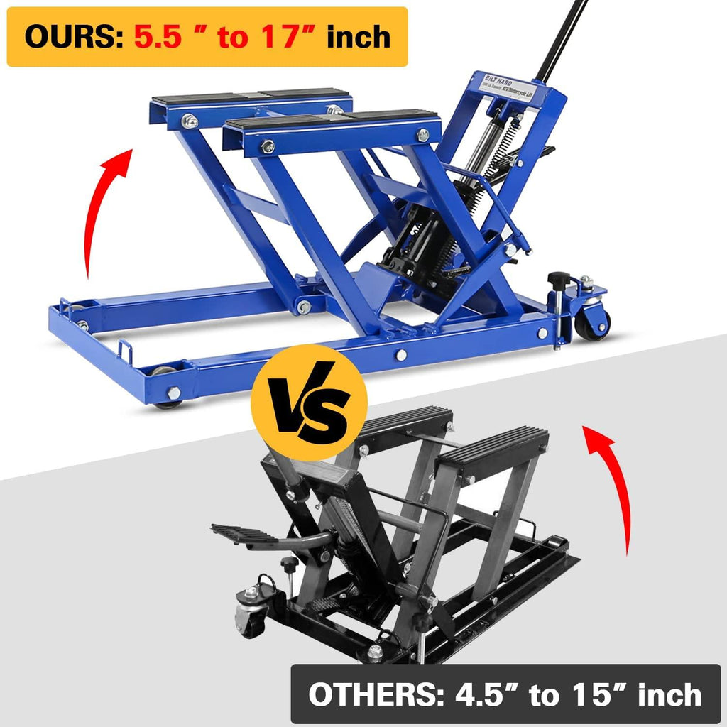 Motorcycle Lift, Heavy Duty Low Profile Hydraulic ATV Lift Jack with 1500 lb. Capacity, Steel