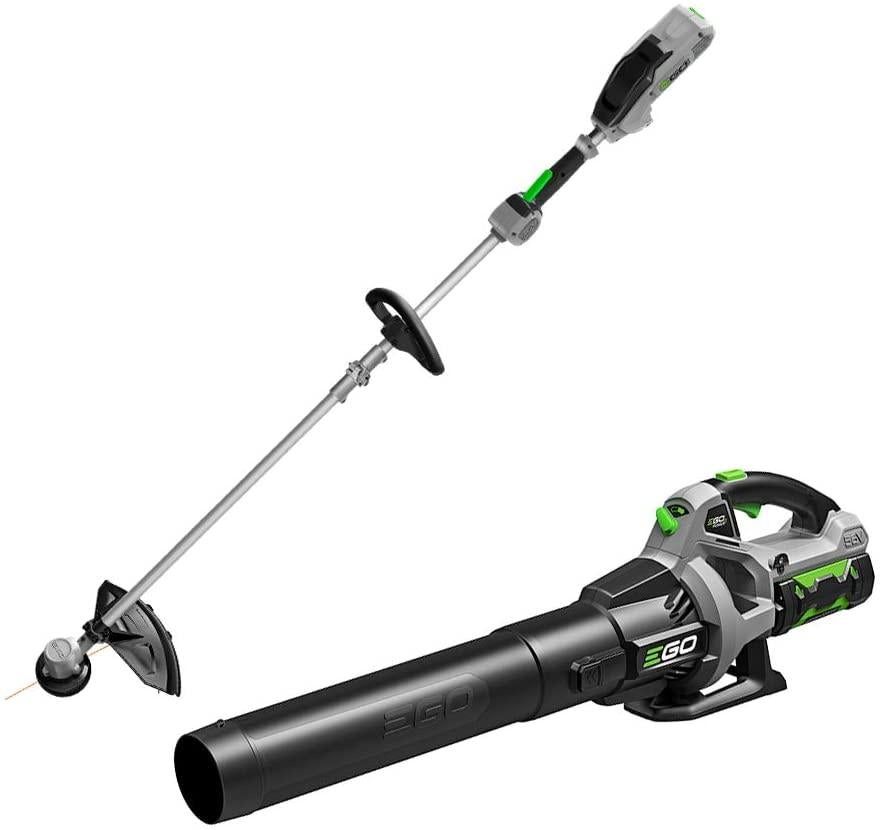 EGO Power+ LM2021 20-Inch 56-Volt Lithium-ion Cordless Battery Walk Behind Push Lawn Mower & ST1502LB 15-Inch String Trimmer & 530CFM Blower Combo Kit with 2.5Ah Battery and Charger Included, Black