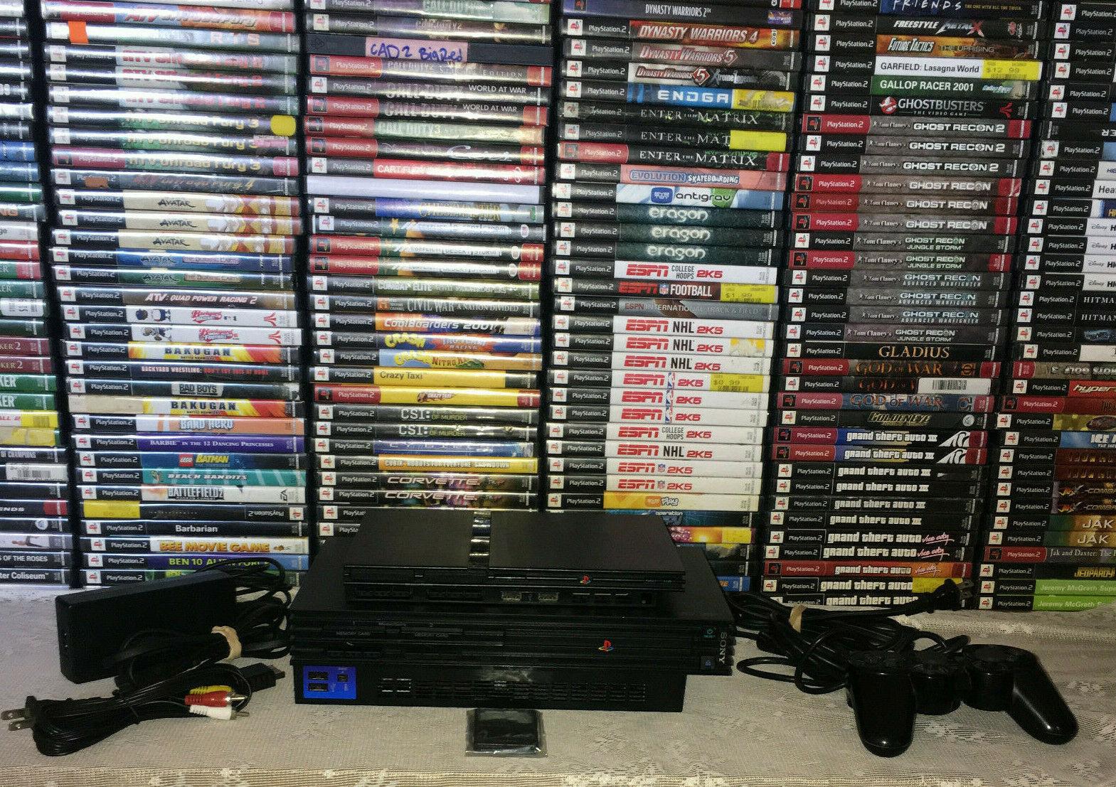 SONY PLAYSTATION 2 PS2 FAT OR SLIM CONSOLE LOT BUNDLE WITH 7 GAMES