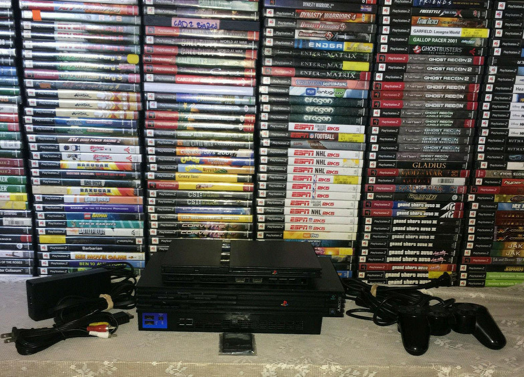 SONY PLAYSTATION 2 PS2 FAT OR SLIM CONSOLE LOT BUNDLE WITH 7 GAMES