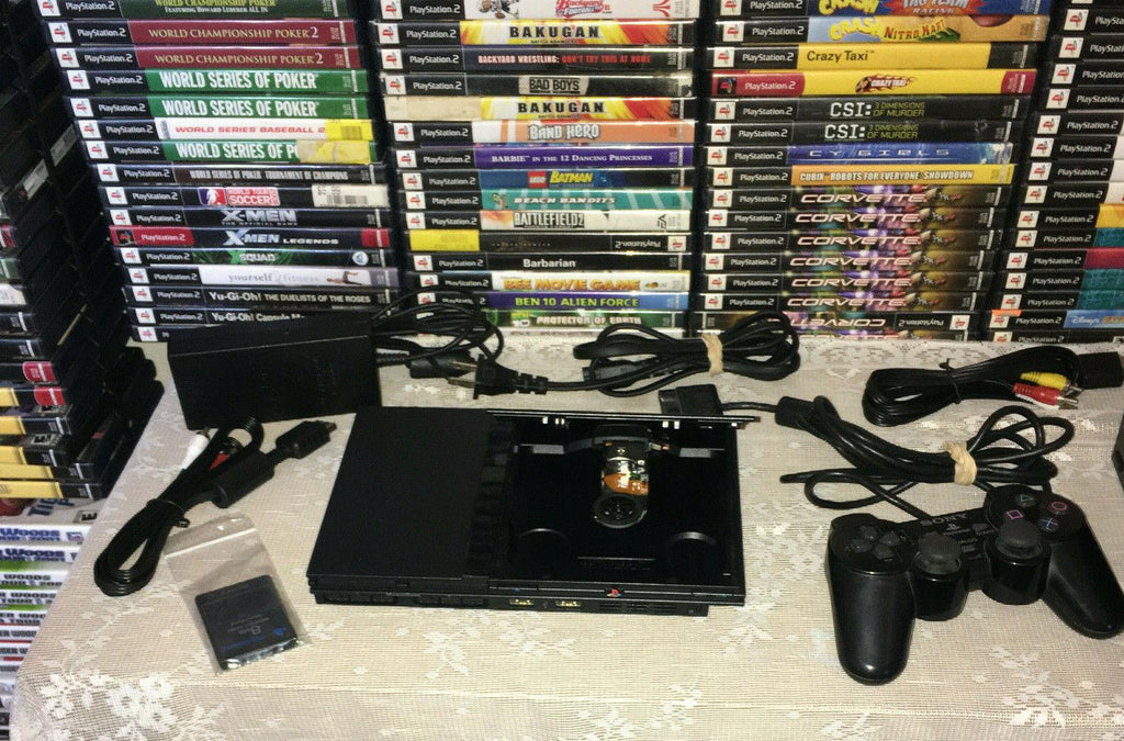SONY PLAYSTATION 2 PS2 FAT OR SLIM CONSOLE LOT BUNDLE WITH 7 GAMES