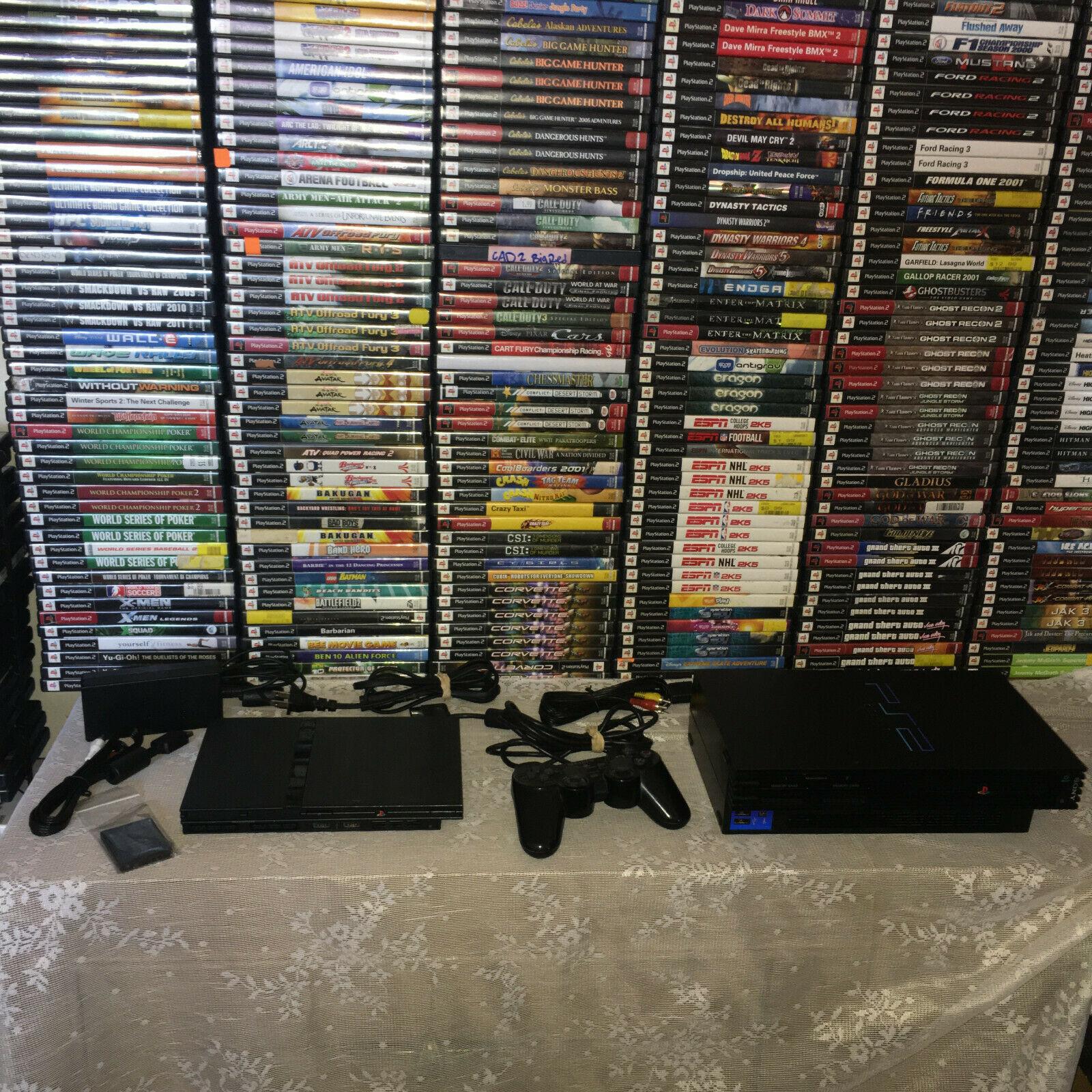 SONY PLAYSTATION 2 PS2 FAT OR SLIM CONSOLE LOT BUNDLE WITH 7 GAMES