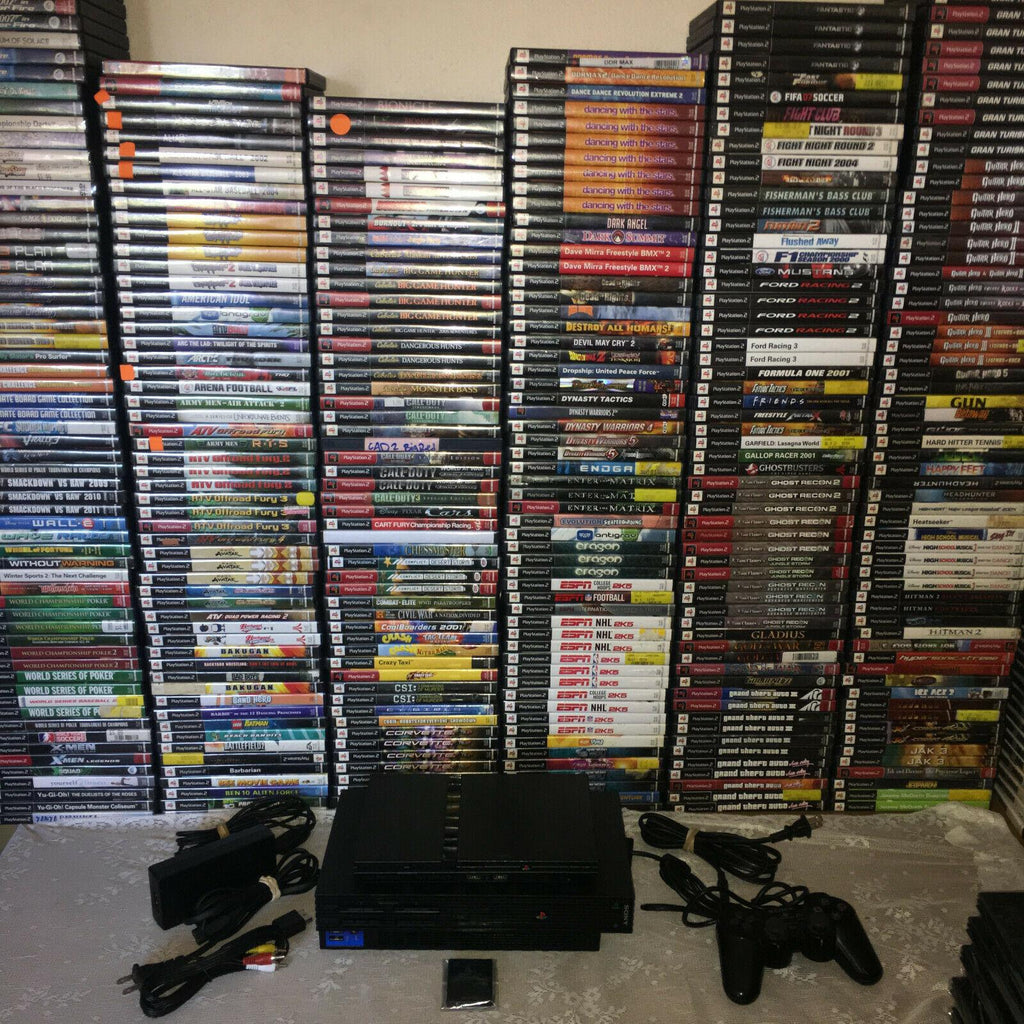 SONY PLAYSTATION 2 PS2 FAT OR SLIM CONSOLE LOT BUNDLE WITH 7 GAMES