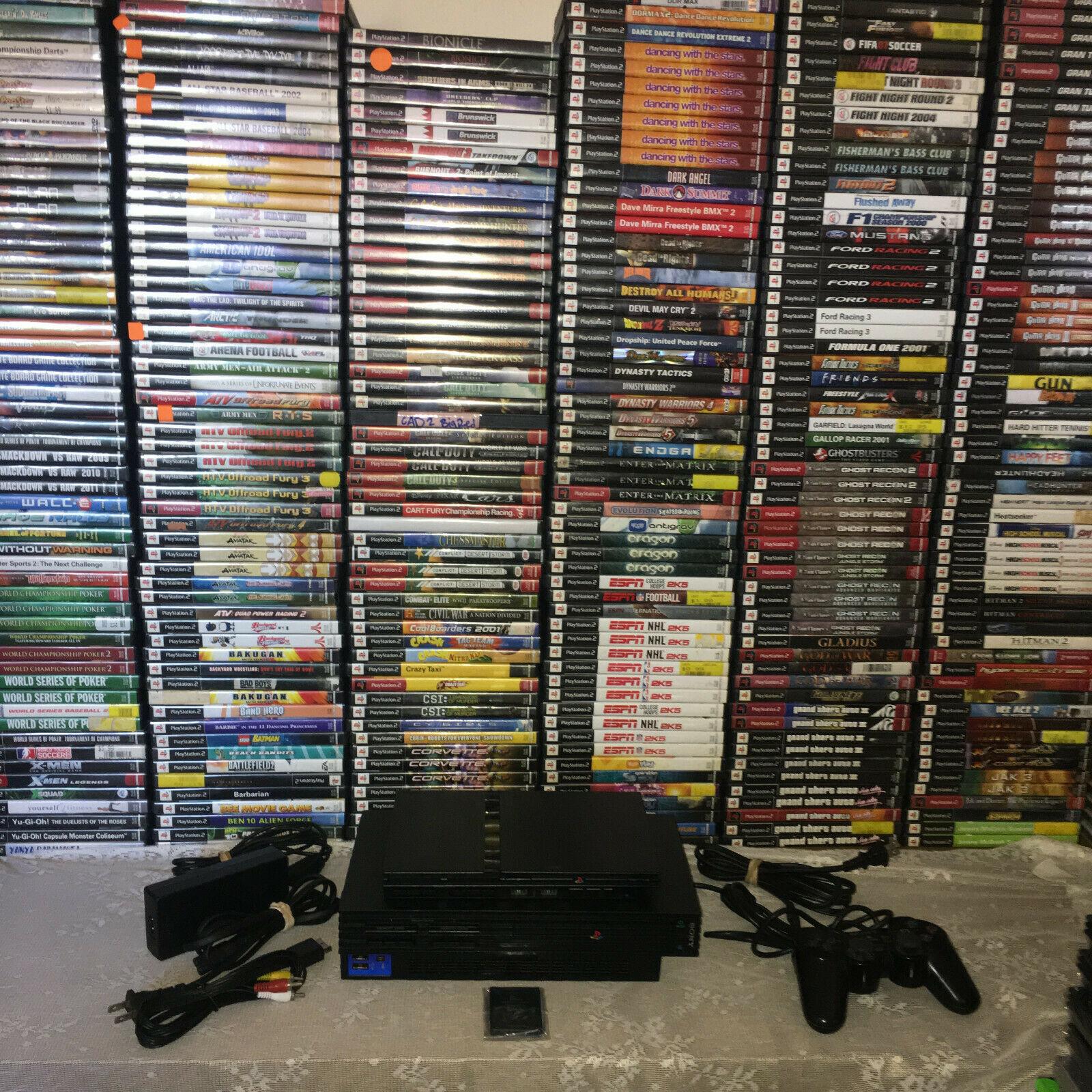 SONY PLAYSTATION 2 PS2 FAT OR SLIM CONSOLE LOT BUNDLE WITH 7 GAMES