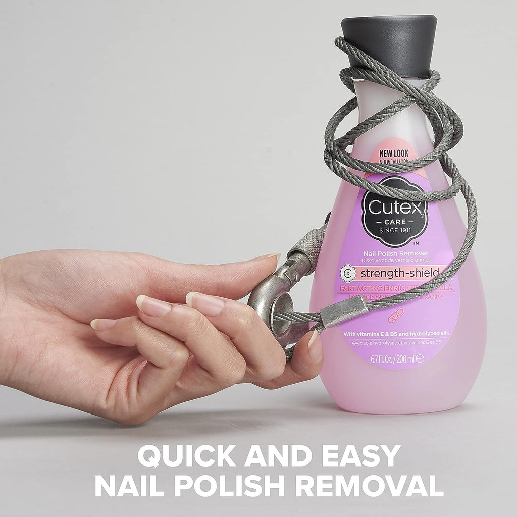 Cutex Nail Polish Remover, Strength Shield, Leaves Nails Looking Healthy, Contains Vitamins E, B5 &amp; Hydrolyzed Silk, 6.76 Fl Oz