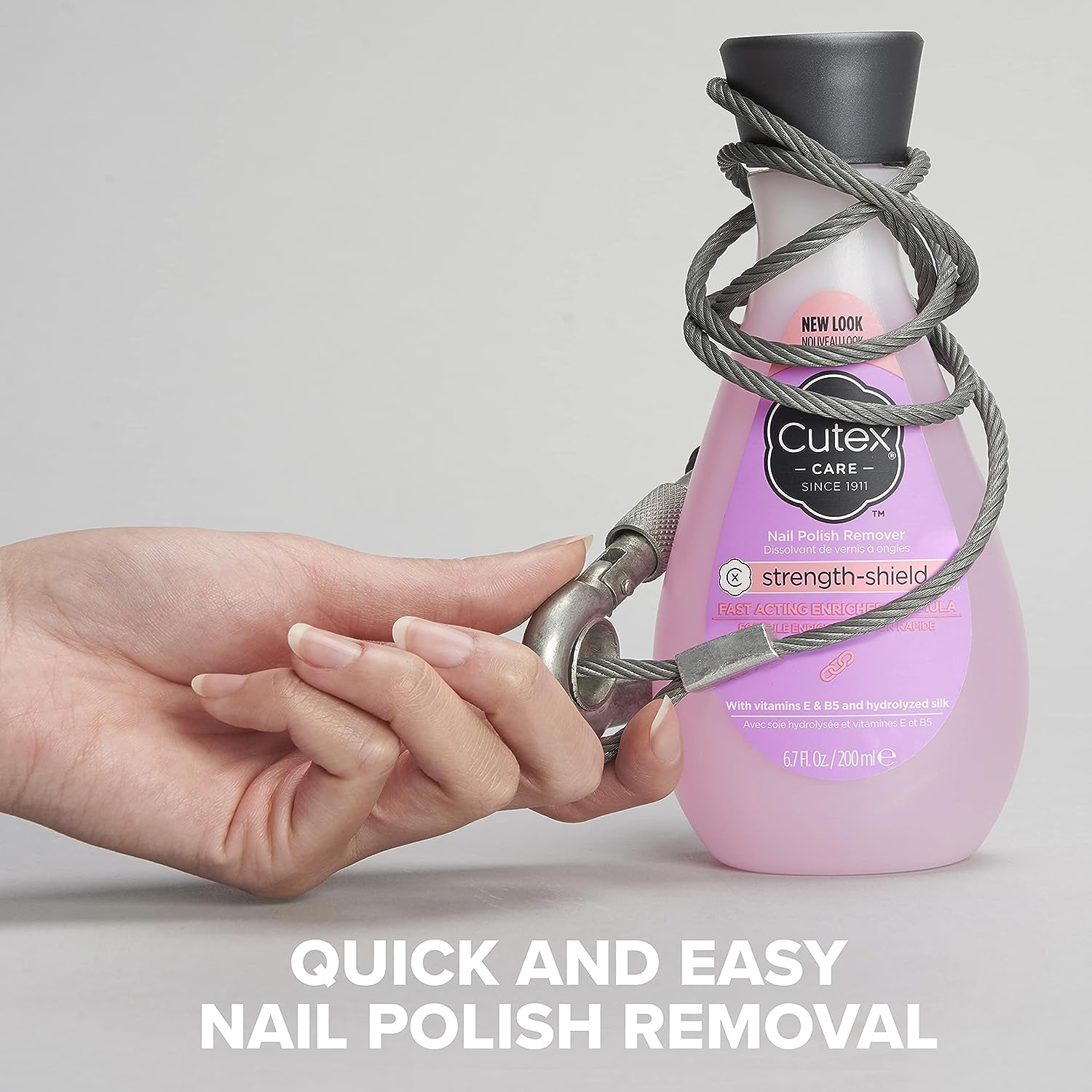 Cutex Nail Polish Remover, Strength Shield, Leaves Nails Looking Healthy, Contains Vitamins E, B5 &amp; Hydrolyzed Silk, 6.76 Fl Oz