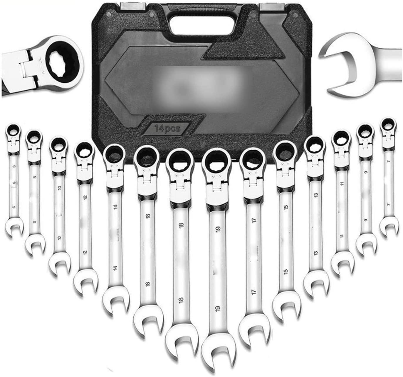 CHENJIAO Wrench 14pcs Keys Set Multitool Wrench Ratchet Spanners Set Hand Tool Wrench Set Universal Wrench Tool Car Repair Tools (Color : 6 19MM 14P)