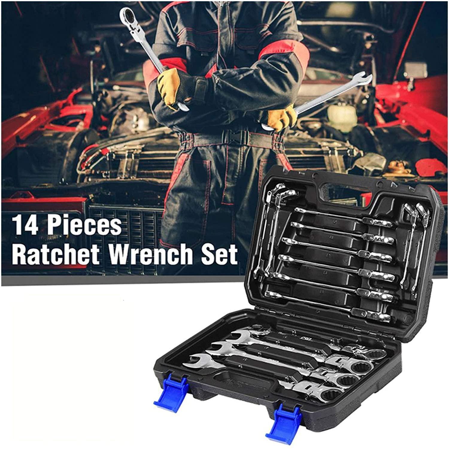 CHENJIAO Wrench 14pcs Keys Set Multitool Wrench Ratchet Spanners Set Hand Tool Wrench Set Universal Wrench Tool Car Repair Tools (Color : 6 19MM 14P)