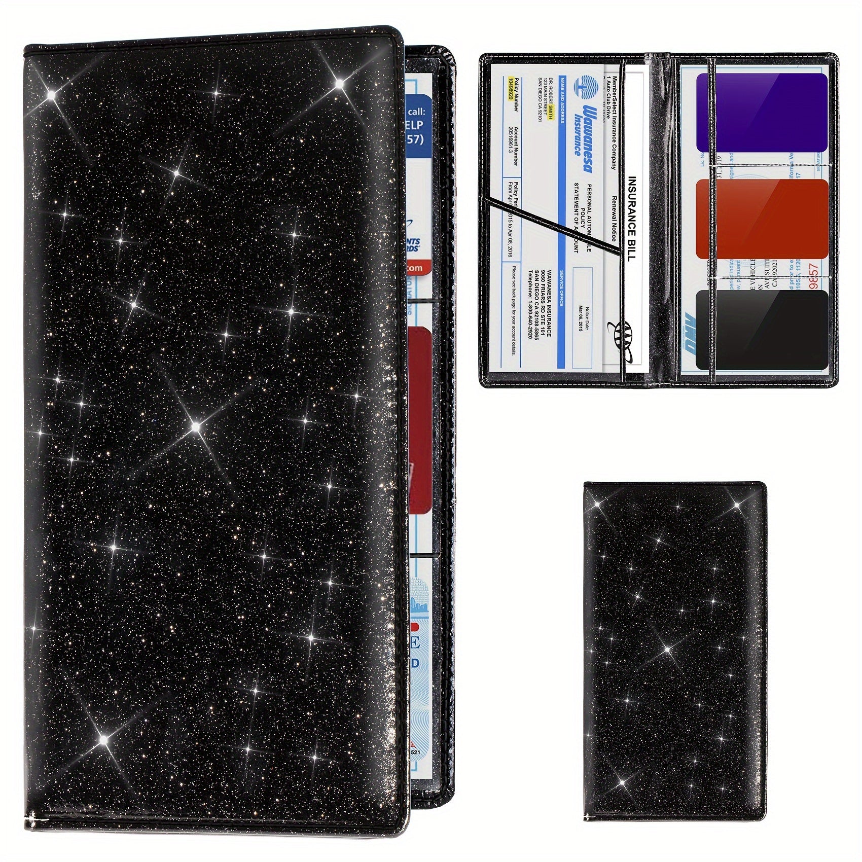 Car Registration And Insurance Card Holder, Vehicle License Document Glove Box Compartment Organizer