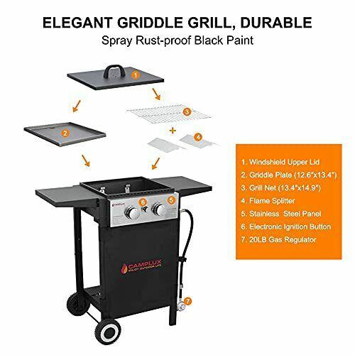 Camplux Flat Top Gas Grill Propane Gas Griddle Grill Combo Outdoor Griddles Stat
