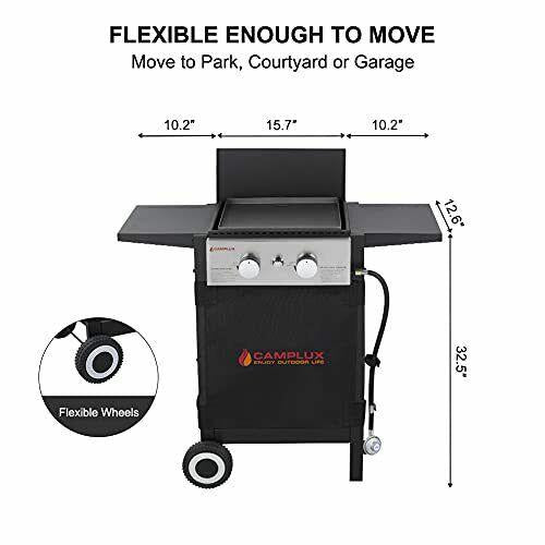 Camplux Flat Top Gas Grill Propane Gas Griddle Grill Combo Outdoor Griddles Stat