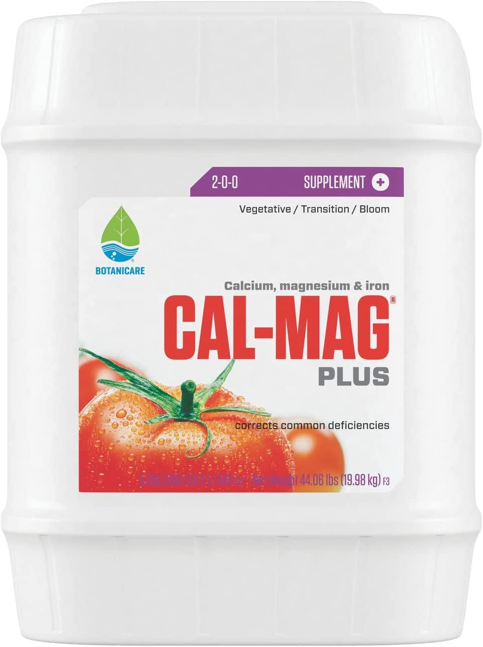 Botanicare Cal-Mag Plus, A Calcium, Magnesium, And Iron Plant Supplement, Corrects Common Plant Deficiencies, Add To Water Or Use As A Spray, 2-0-0 NPK, 5 Gallon