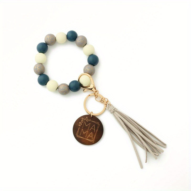 Leopard Wood Beads Hand Beads Spot Wood Beads Bracelet Hand Tassel Bracelet Car Key Chain