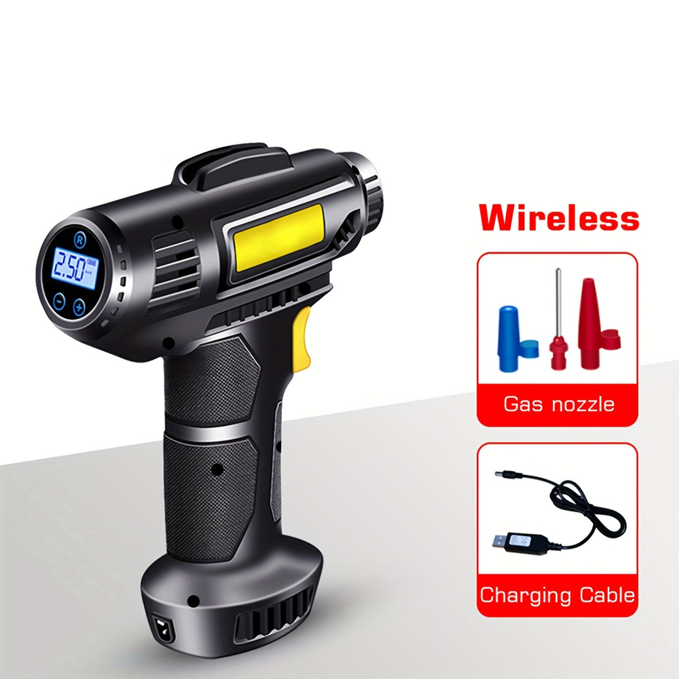 120W Portable Car Air Compressor, Wired/Wireless Handheld Car Inflatable Pump Electric, Automobiles Tire Inflator With LED Light For Car