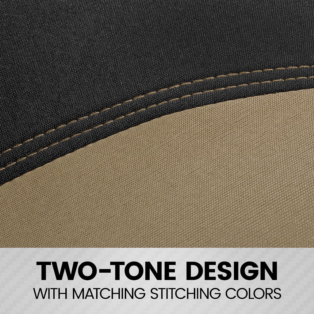 BDK UltraSleek Beige Seat Covers for Cars Full Set, Two-Tone Front Seat Covers with Matching Back Seat Cover, Stylish Car Seat Protectors with Split Bench ,