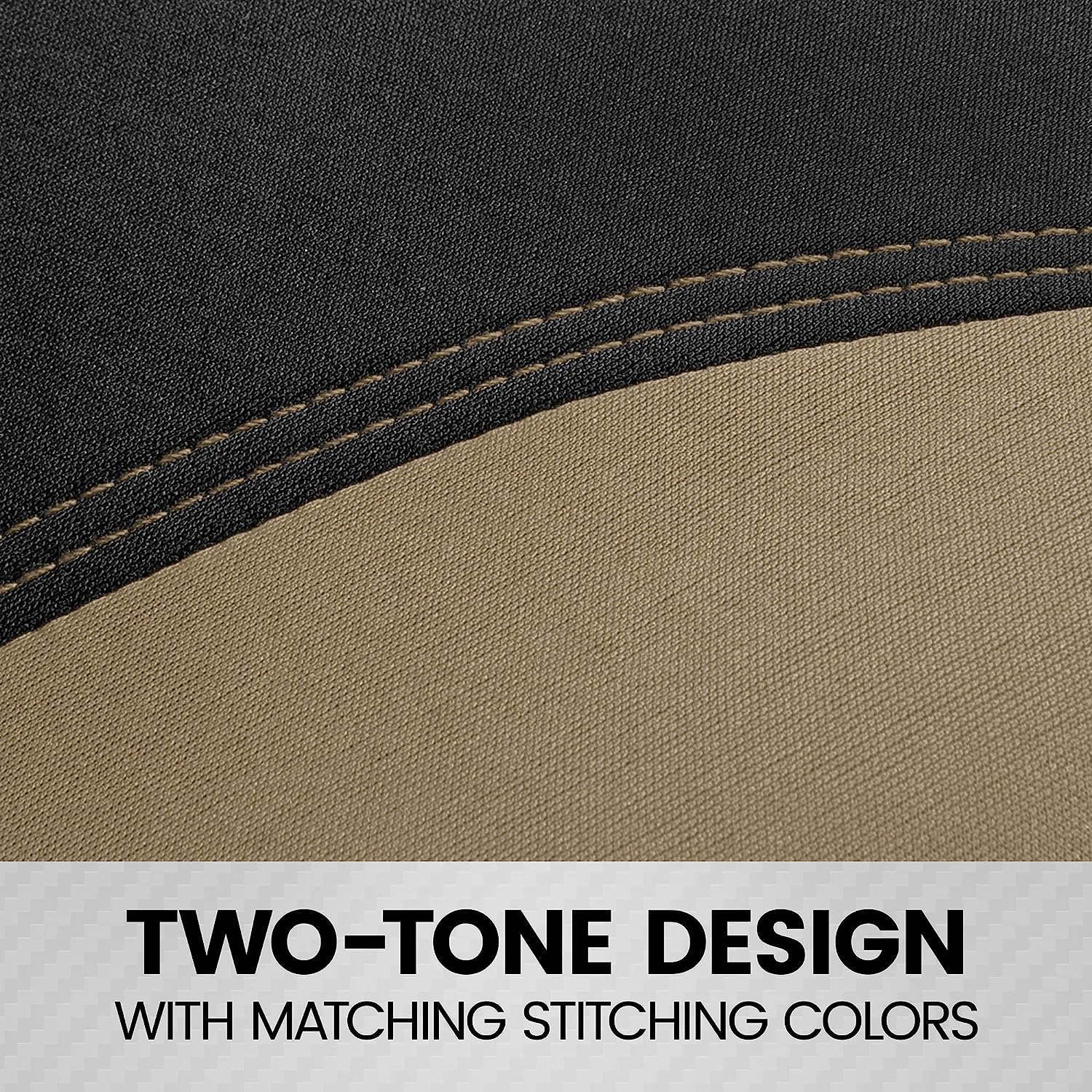 BDK UltraSleek Beige Seat Covers for Cars Full Set, Two-Tone Front Seat Covers with Matching Back Seat Cover, Stylish Car Seat Protectors with Split Bench ,