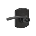 Merano Matte Black Privacy Bed/Bath Door Lever with Greenwich Trim