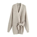 tied wrap knitted cardigan sweater