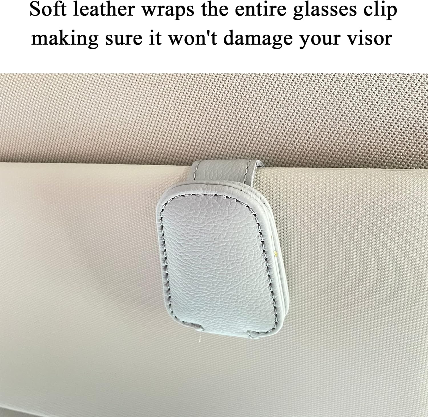 KIWEN Sunglasses Holders for Car Sun Visor, Magnetic Leather Glasses Eyeglass Hanger Clip for Car, Ticket Business Card Clip Eyeglasses Mount Car Visor Accessories (Grey)