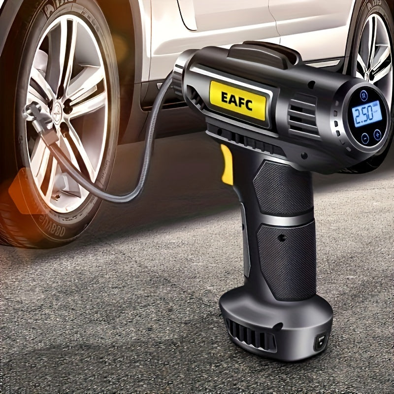 Portable Air Compressor: 150PSI Cordless Car Tire Inflator Pump With Pressure Gau&amp; Light - Perfect For Cars, Motorcycles &amp; Bicycles!