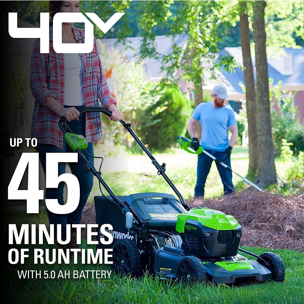 Greenworks 40V 21inch Cordless Brushless Lawn Mower, 5Ah Battery & Charger Included, LMF402