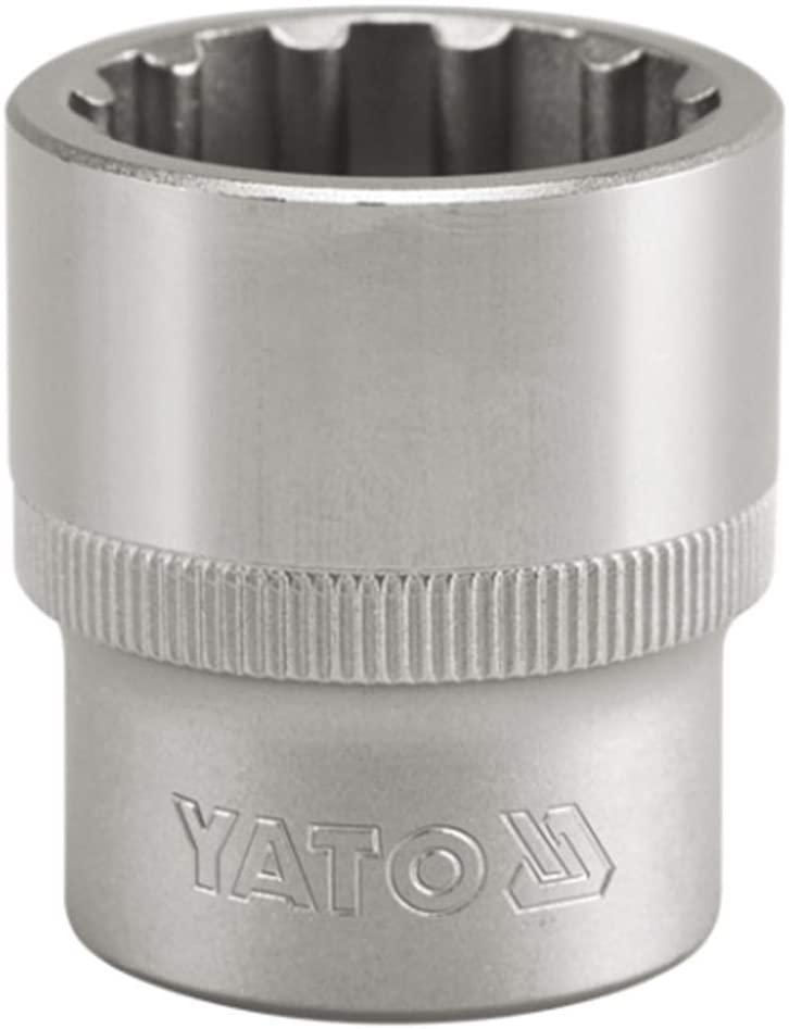Yato Yt-1481 Spline Socket Of Size 32Mm &amp; Length 45Mm Suitable For1/2 Inchsocket Wrench Set |Crv Chromium Mirror Plated Steel|Socket Tool Box|Used As Home &amp; Mechanical Tools|Industrial/Car Tool