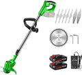 LANHA 21V Cordless Grass Trimmer, with 7500 Battery and Charger Battery Lawn Trimmer Telescopic Handle 8000rpm Electric Lawn Mower 5 X Nylon Blade 2 X Steel Blade 1 X Alloy Blade