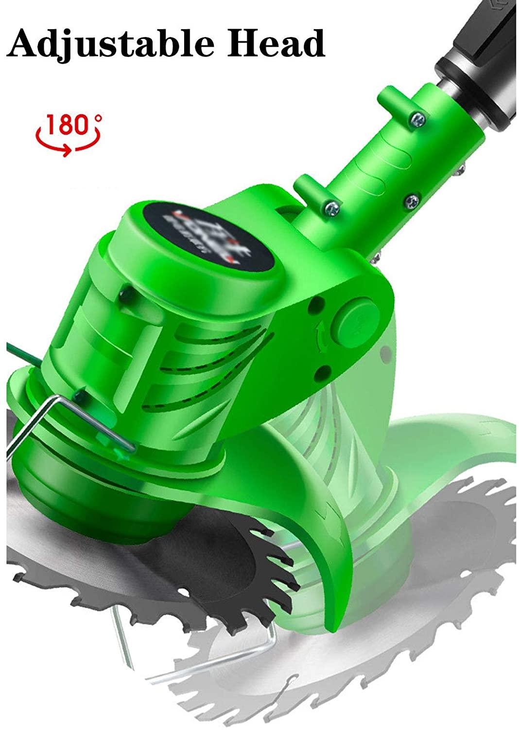LANHA 21V Cordless Grass Trimmer, with 7500 Battery and Charger Battery Lawn Trimmer Telescopic Handle 8000rpm Electric Lawn Mower 5 X Nylon Blade 2 X Steel Blade 1 X Alloy Blade