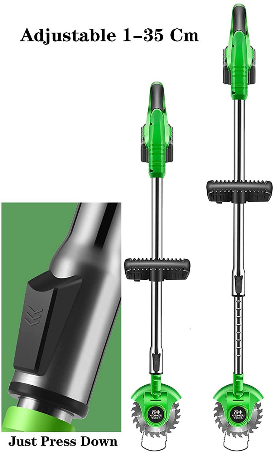 LANHA 21V Cordless Grass Trimmer, with 7500 Battery and Charger Battery Lawn Trimmer Telescopic Handle 8000rpm Electric Lawn Mower 5 X Nylon Blade 2 X Steel Blade 1 X Alloy Blade