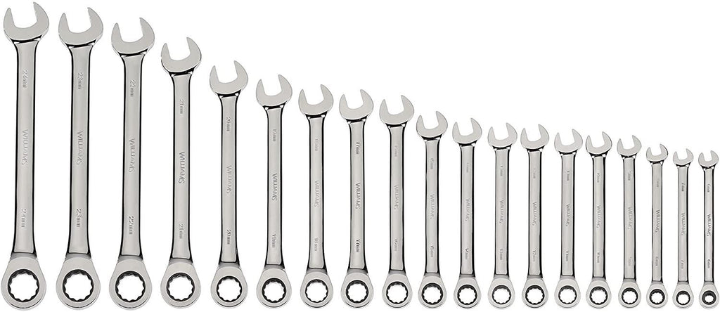 Williams MWS-1125NRC Combo Ratcheting Wrench Set, 6 mm - 24mm, 19-Piece