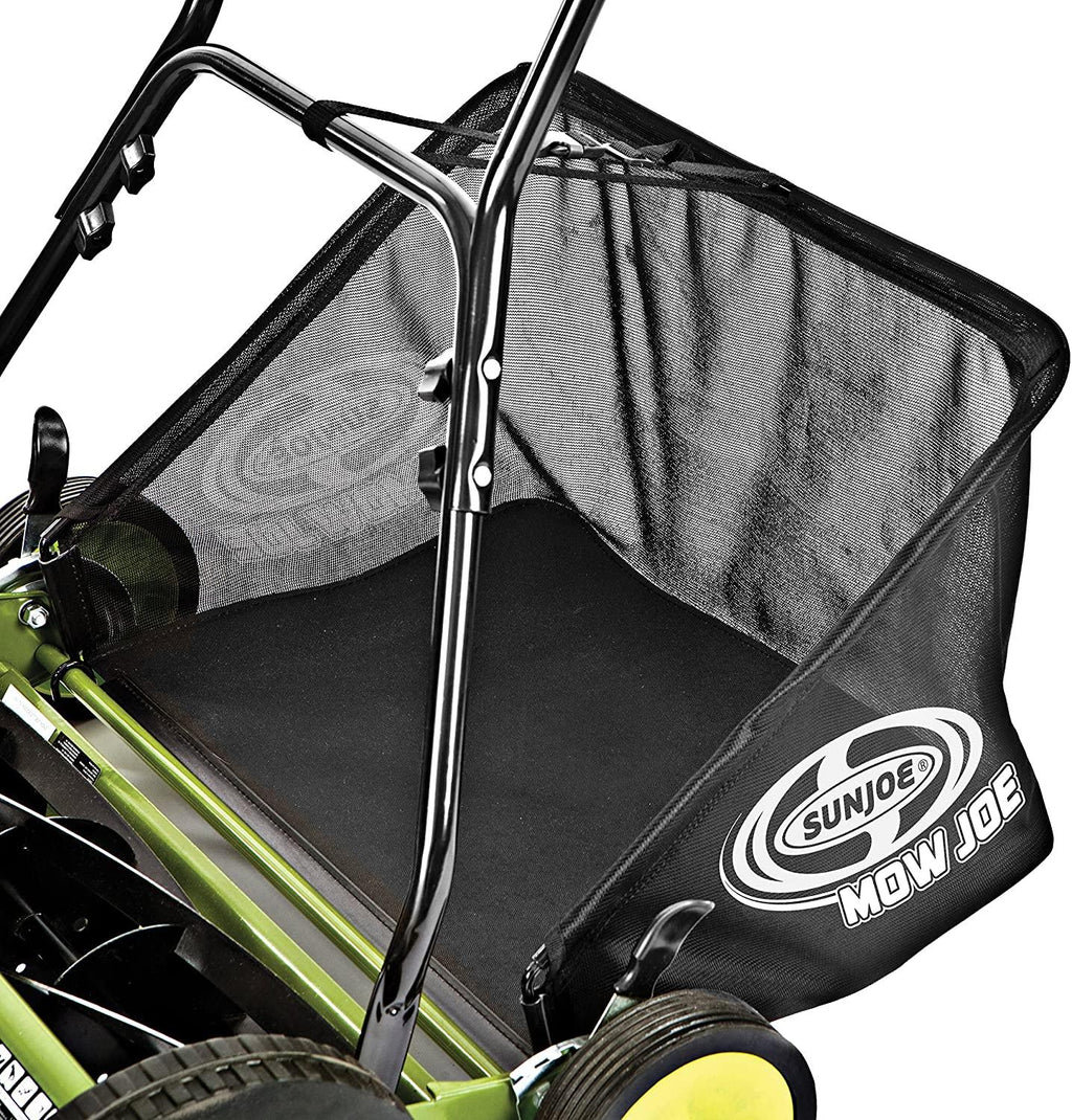 Sun Joe FBA MJ502M 20-Inch Manual Reel Mower w/ 8.5-Gallon Grass Catcher, 9-Position Height Adjustment, Foam Grip, Compact Design, Green
