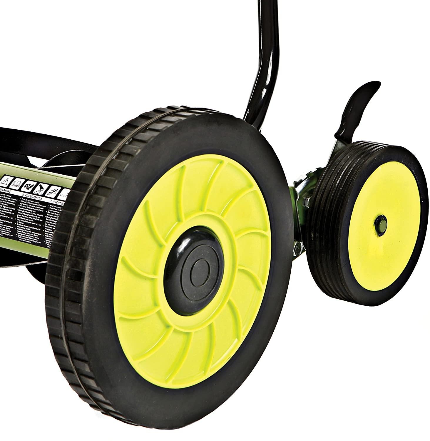 Sun Joe FBA MJ502M 20-Inch Manual Reel Mower w/ 8.5-Gallon Grass Catcher, 9-Position Height Adjustment, Foam Grip, Compact Design, Green