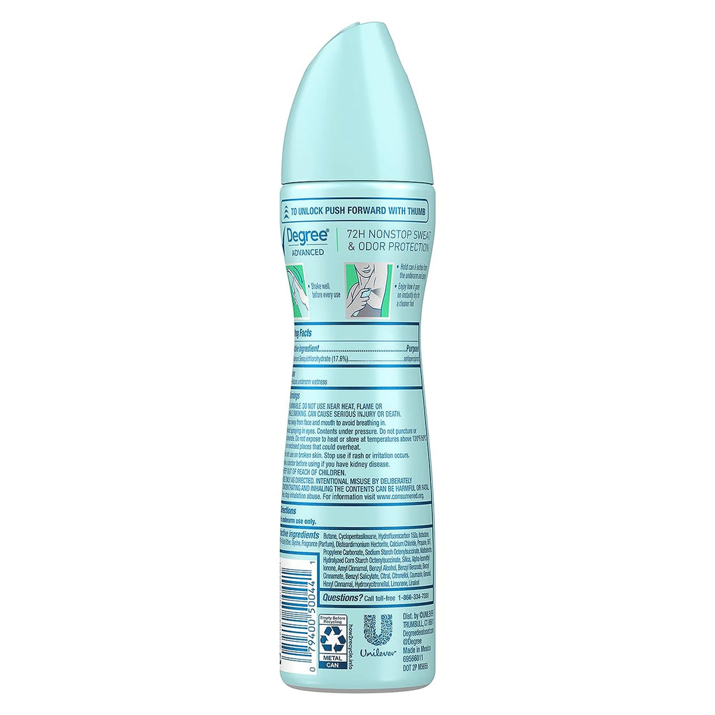 Degree Advanced Antiperspirant Deodorant Cucumber Burst 3 Count Dry Spray 72-Hour Sweat &amp; Odor Protection Deodorant Spray For Women With MotionSense Technology 3.8 oz
