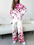 Women's Elegant Rose Red Rose Print Suit