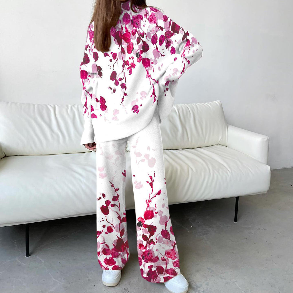 Women's Elegant Rose Red Rose Print Suit