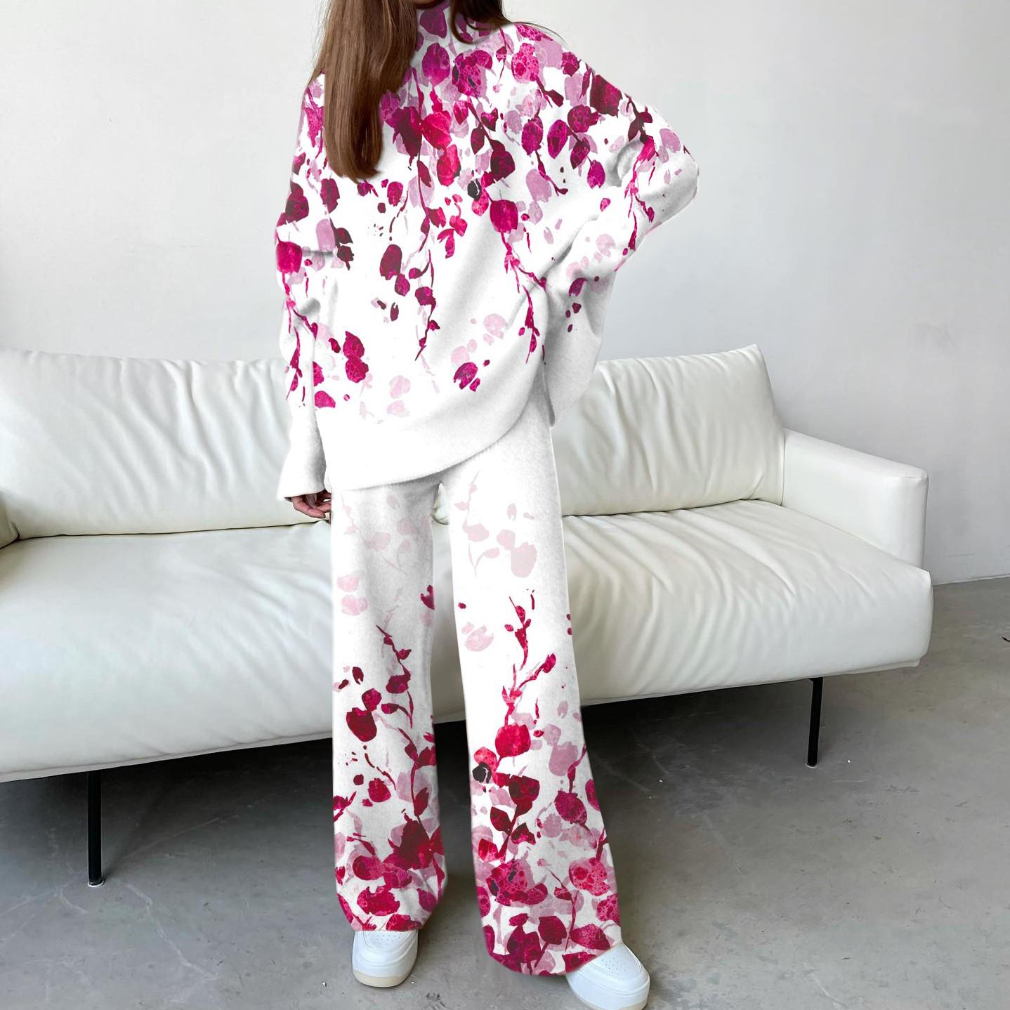 Women's Elegant Rose Red Rose Print Suit