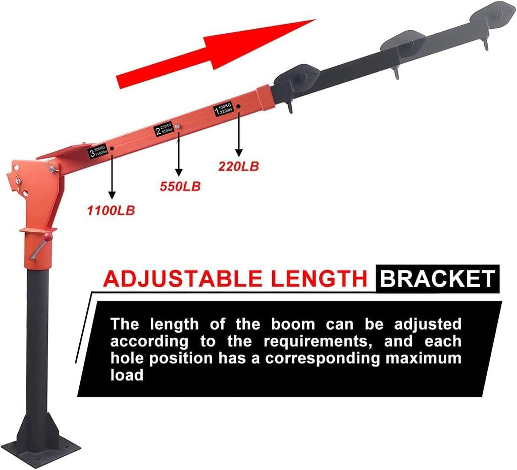 Pismire Winch Versatile 0.5T Folding Truck-Mounted Bed Crane Hoist Lift Pickup with Wireless Electric Winch 3500 lb 12V, Painted Steel 1100 lb Pickup 360° Swivel Base