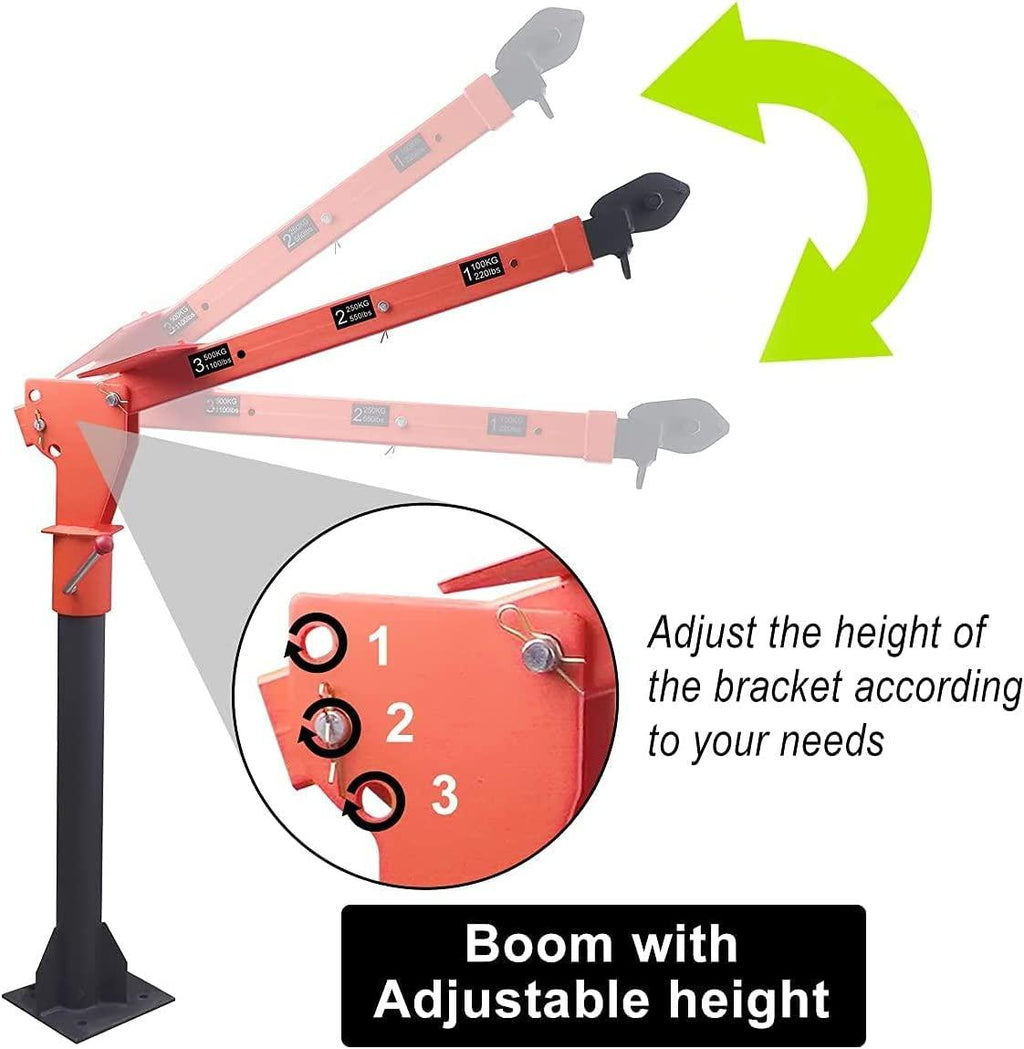 Pismire Winch Versatile 0.5T Folding Truck-Mounted Bed Crane Hoist Lift Pickup with Wireless Electric Winch 3500 lb 12V, Painted Steel 1100 lb Pickup 360° Swivel Base
