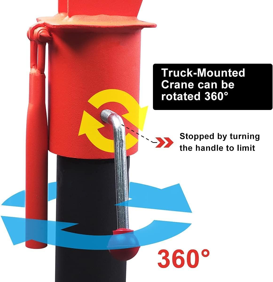 Pismire Winch Versatile 0.5T Folding Truck-Mounted Bed Crane Hoist Lift Pickup with Wireless Electric Winch 3500 lb 12V, Painted Steel 1100 lb Pickup 360° Swivel Base