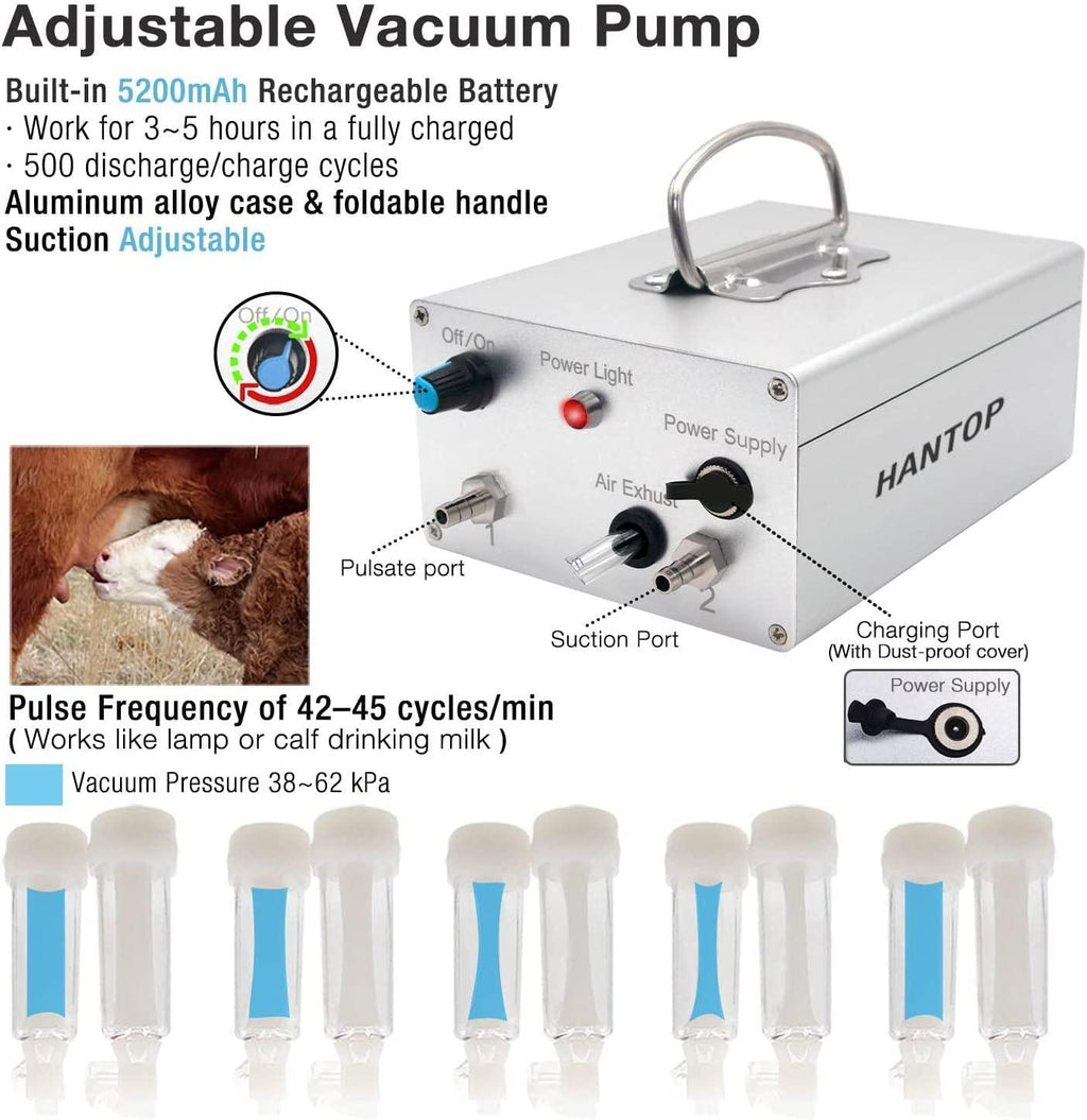 Hantop 6L Goat MilMachine (Pro Model) and Cow MilTeat Cup Replacement (Tube Included)