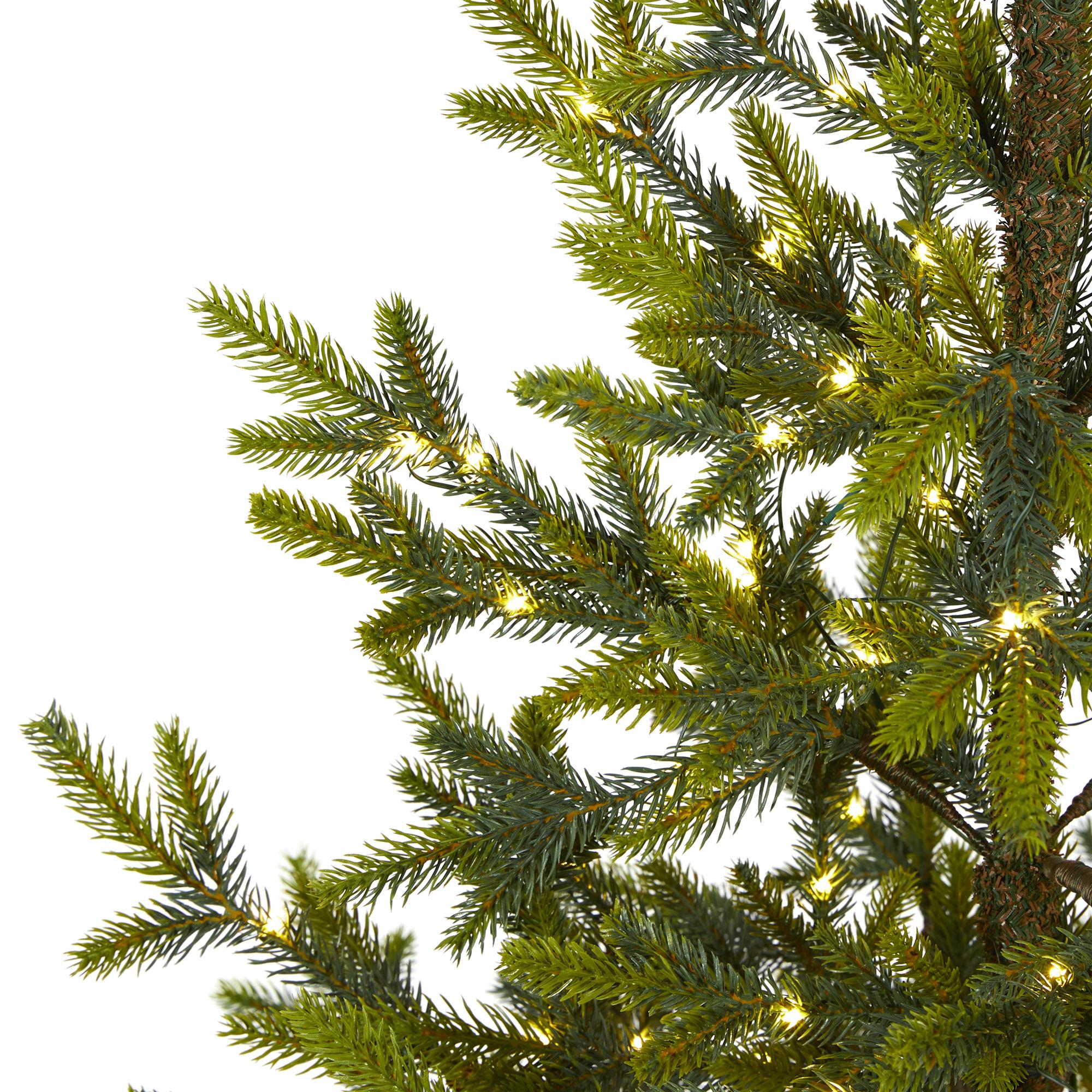 Nearly Natural 6' Fraser Fir Artificial Christmas Tree in Burlap Base, Prelit with LED Lights, Green