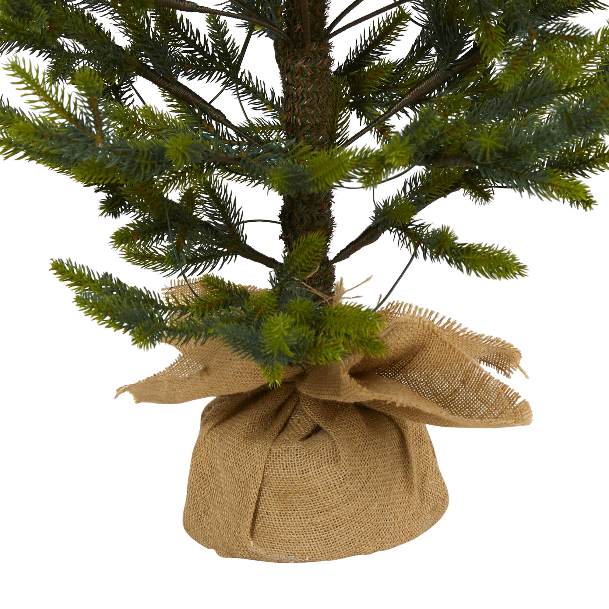Nearly Natural 6' Fraser Fir Artificial Christmas Tree in Burlap Base, Prelit with LED Lights, Green