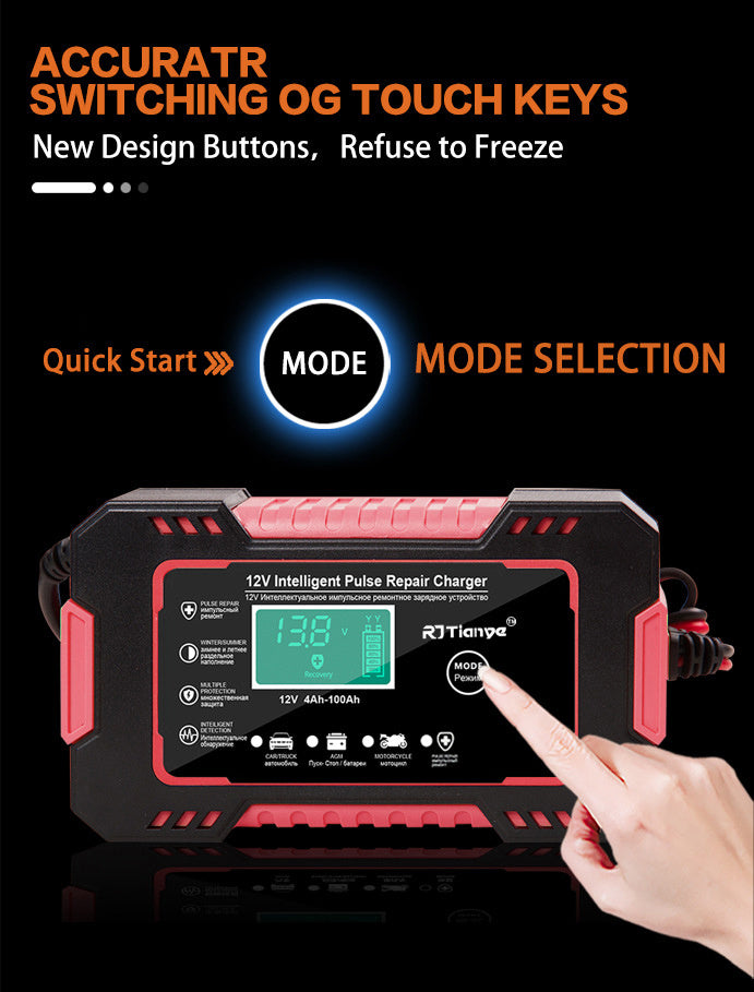 Car Battery Charger, 12V 4Ah-100Ah Smart Battery Trickle Charger Automotive Battery Maintainer Desulfator With Temperature Compensation