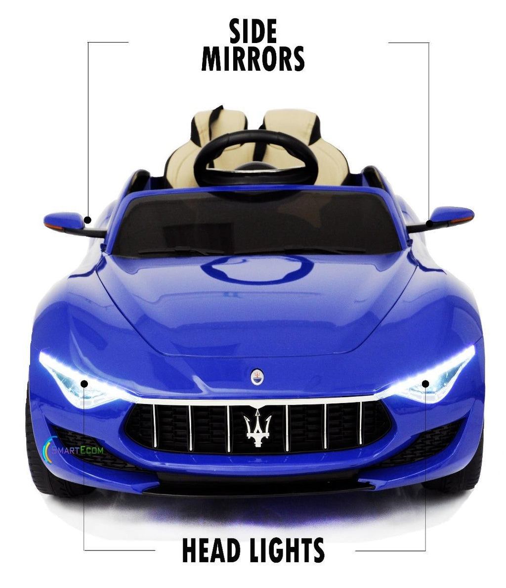 12V Maserati Alfieri Ride on Electric Car For Kids with MP4 Touch Screen Remote Control LED lights wheels MP3 Leather seat - Blue