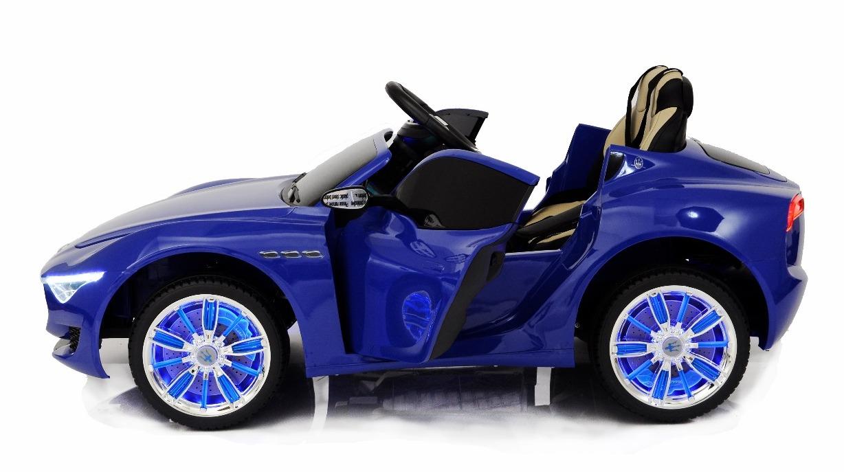 12V Maserati Alfieri Ride on Electric Car For Kids with MP4 Touch Screen Remote Control LED lights wheels MP3 Leather seat - Blue