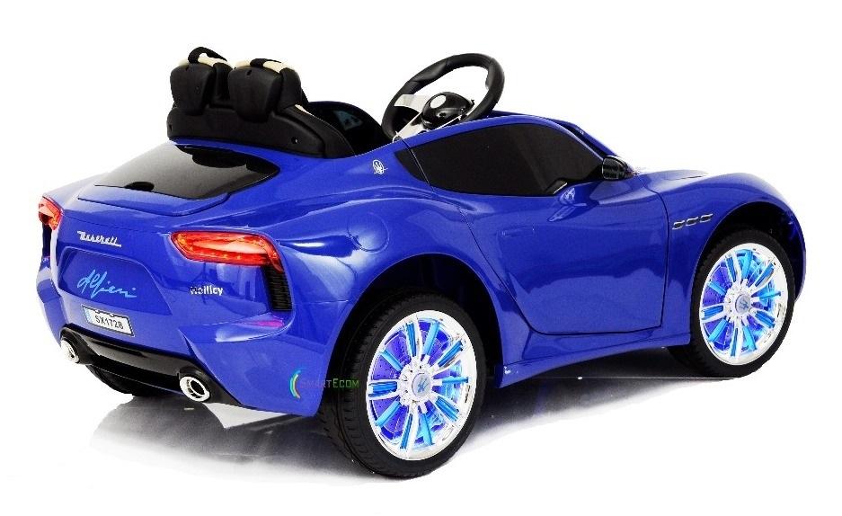 12V Maserati Alfieri Ride on Electric Car For Kids with MP4 Touch Screen Remote Control LED lights wheels MP3 Leather seat - Blue