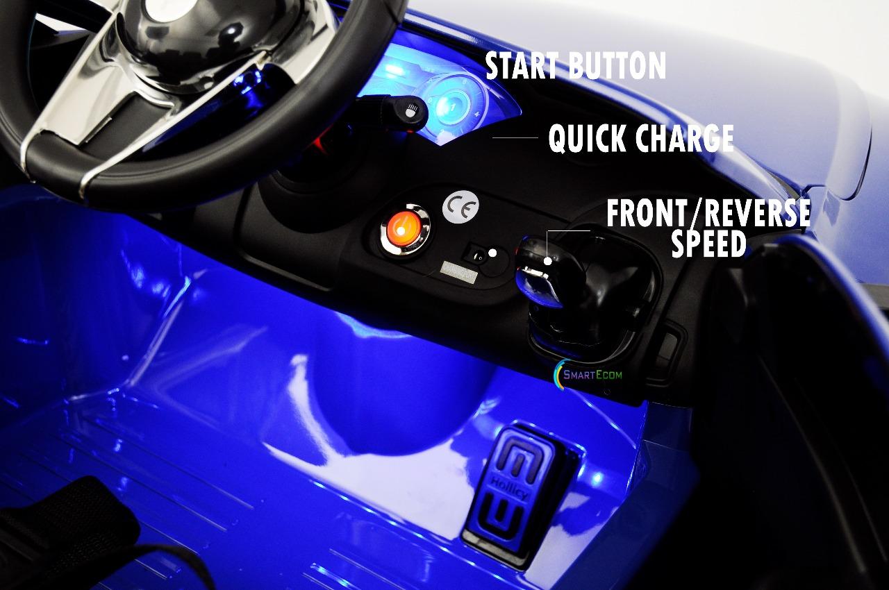 12V Maserati Alfieri Ride on Electric Car For Kids with MP4 Touch Screen Remote Control LED lights wheels MP3 Leather seat - Blue