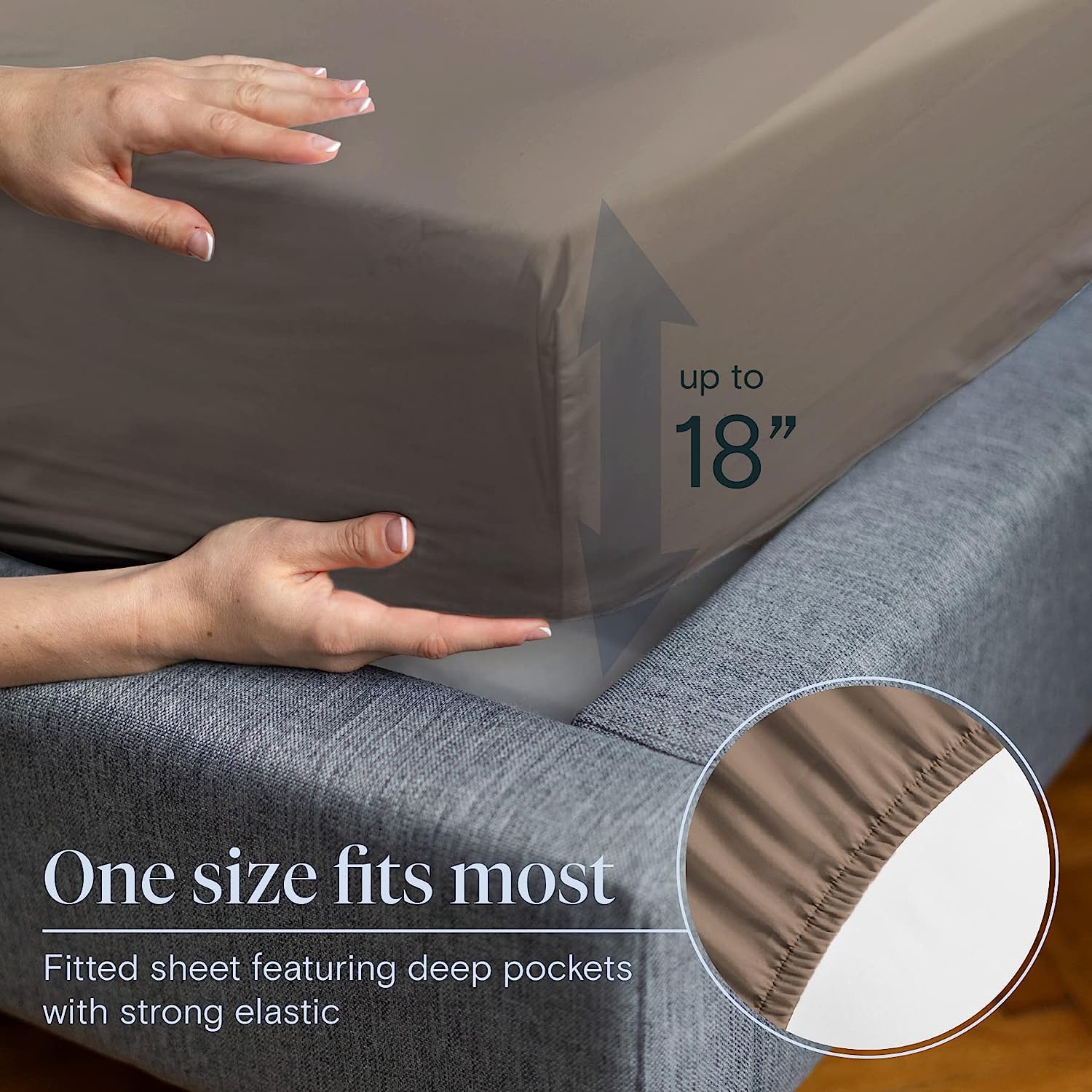 LuxClub 6 PC King Size Sheet Set Bamboo Sheets Deep Pockets 18" Eco Friendly Wrinkle Free Cooling Sheets Machine Washable Hotel Bedding Silky Soft - Tree Bark King